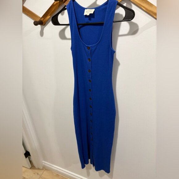 Sezane Fabiola Ribbed Button Front Dress. - Picture 3 of 9